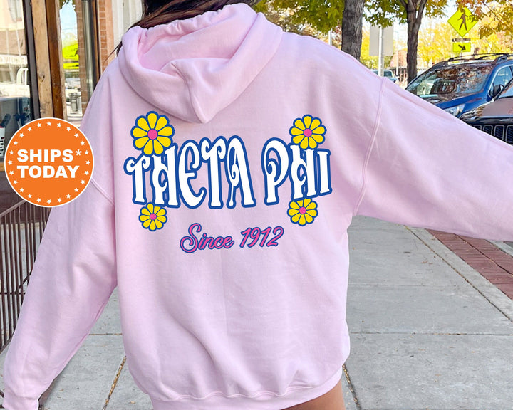Theta Phi Alpha Sunny Blooms Sorority Sweatshirt | Trendy Theta Phi Sweatshirt | Theta Phi Alpha Hoodie | Big Little Reveal _ 13682g