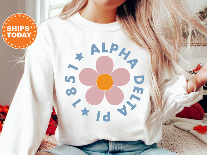Alpha Delta Pi Bright Floral Sorority Sweatshirt | ADPI Hoodie | Big Little Sorority | Greek Sweatshirt | Trendy Floral Sweatshirt _ 7437g