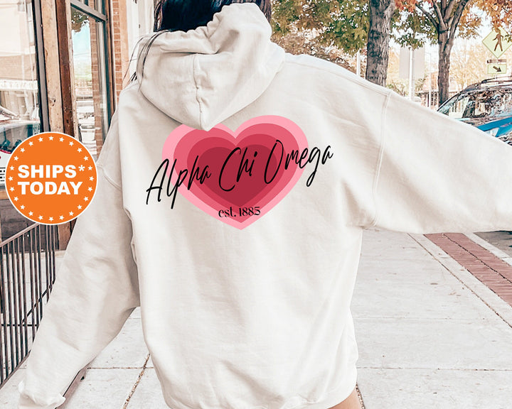 Alpha Chi Omega Heart Beats Sorority Sweatshirt | Alpha Chi Hoodie | ACHIO Big Little Reveal | Bid Day Basket | AXO Sorority Gift