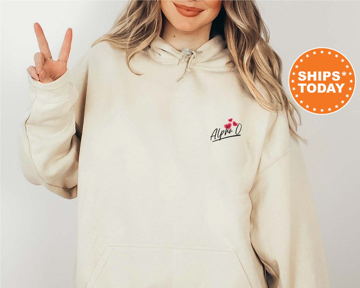 Alpha Omicron Pi Heart Beats Sorority Sweatshirt | Alpha Omicron Pi Hoodie | Alpha O Sweatshirt | Big Little Reveal | Sorority Gift