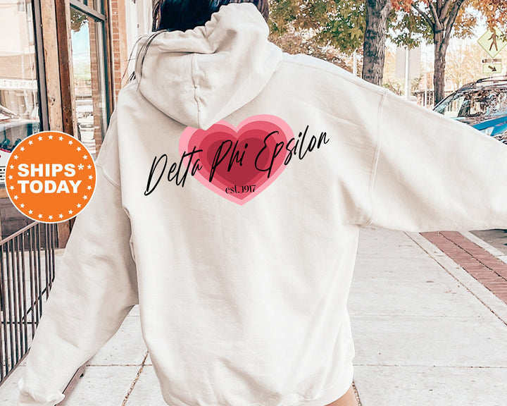 Delta Phi Epsilon Heart Beats Sorority Sweatshirt | Delta Phi Epsilon Hoodie | DPHIE Sweatshirt | Big Little Reveal | Sorority Gift 14050g