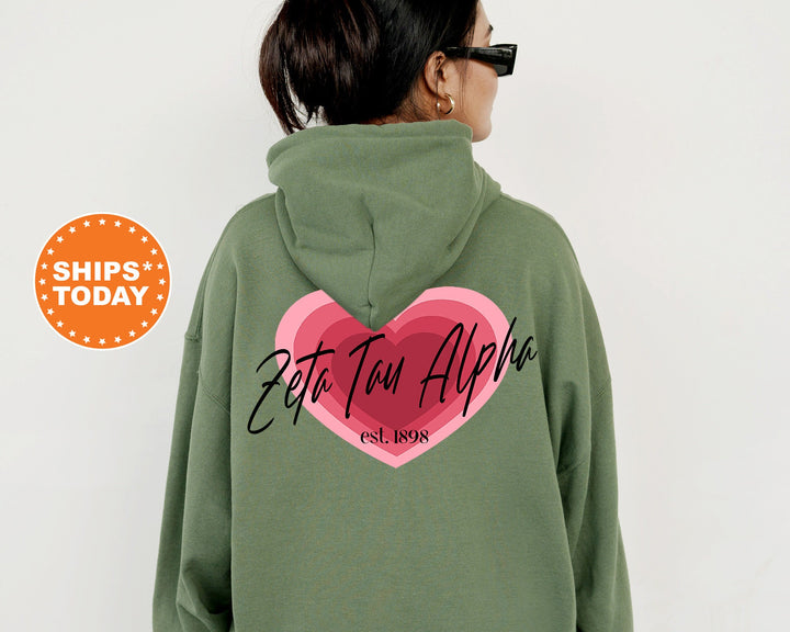 Zeta Tau Alpha Heart Beats Sorority Sweatshirt |  Zeta Tau Alpha Hoodie | Zeta Sweatshirt | Sorority Apparel | Big Little Sorority Reveal