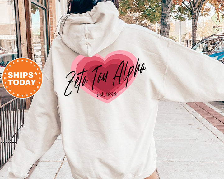 Zeta Tau Alpha Heart Beats Sorority Sweatshirt |  Zeta Tau Alpha Hoodie | Zeta Sweatshirt | Sorority Apparel | Big Little Sorority Reveal