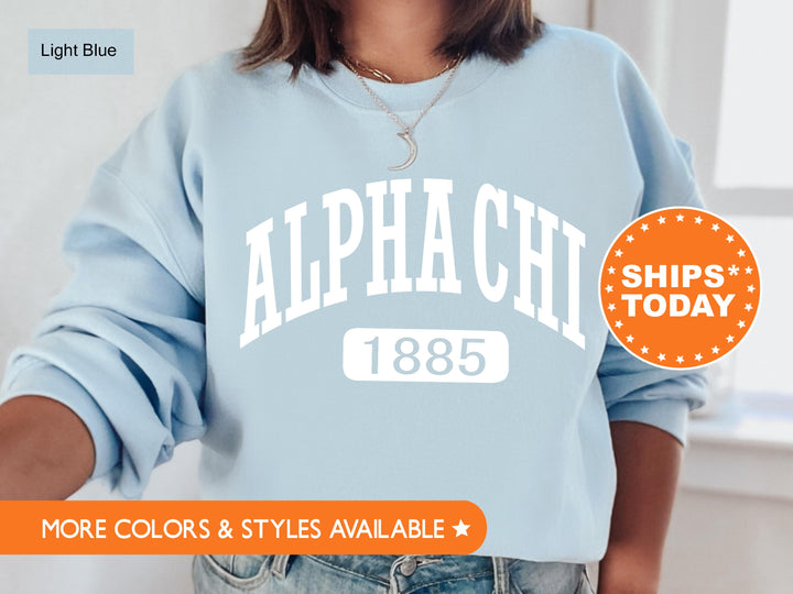 Alpha Chi Omega Athletic Sorority Sweatshirt | Alpha Chi Crewneck Sweatshirt | ACHIO Greek Apparel | AXO Hoodie | Big Little Gifts
