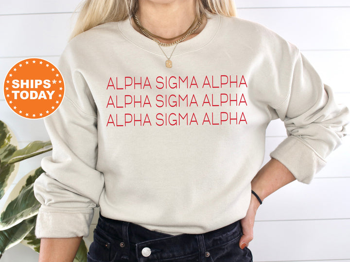 Alpha Sigma Alpha Red Layered Sorority Sweatshirt | ASA Crewneck Sweatshirt | Sorority Hoodie | Trendy Sweatshirt | Big Little Gift _ 5746g