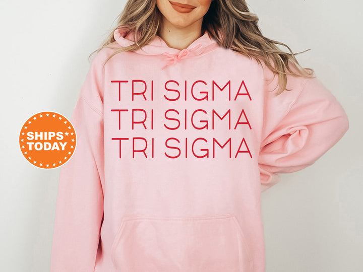 Sigma Sigma Sigma Red Layered Sorority Sweatshirt | Tri Sigma Hoodie | Tri Sig Bid Day Gift | Big Little Reveal | Comfy Sweatshirt _ 5763g