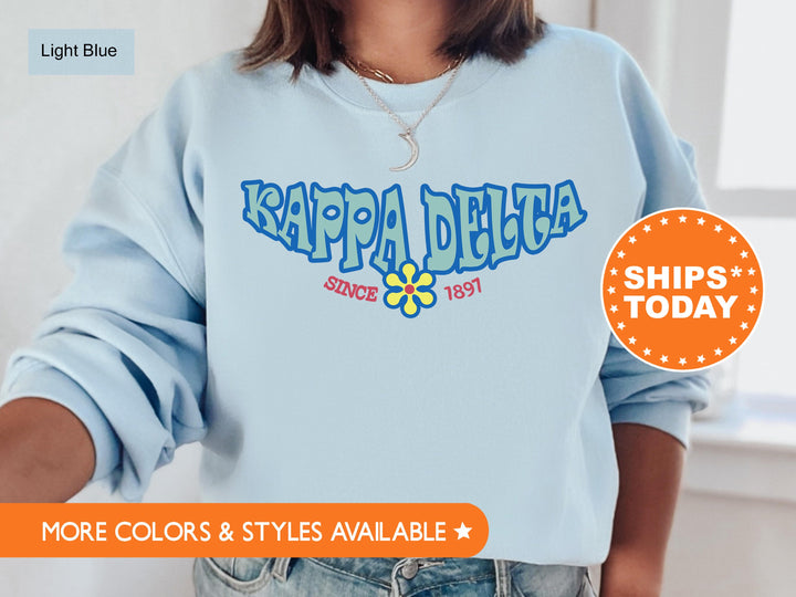 Kappa Delta Outlined In Blue Sorority Sweatshirt | Kay Dee Floral Sweatshirt | KD Initiation | Kappa Delta Hoodie | Big Little Gift