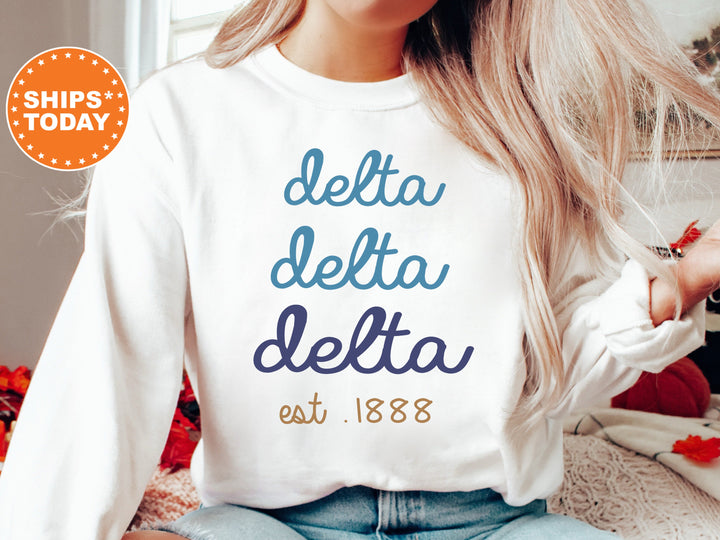 Delta Delta Delta The Blues Sorority Sweatshirt | Tri Delta Sweatshirt | Delta Delta Delta Hoodie | Big Little Gift | Sorority Merch _ 8278g