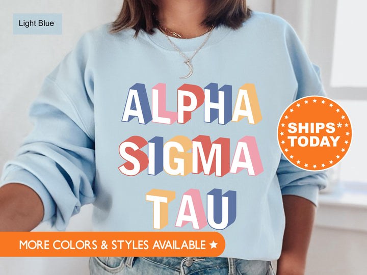 Alpha Sigma Tau Loud Box Sorority Sweatshirt | Alpha Sigma Tau Retro Sweatshirt | Sorority Gifts | Greek Apparel | Big Little Reveal _ 5566g