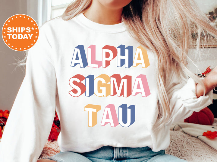 Alpha Sigma Tau Loud Box Sorority Sweatshirt | Alpha Sigma Tau Retro Sweatshirt | Sorority Gifts | Greek Apparel | Big Little Reveal _ 5566g