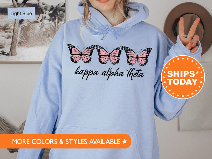 Kappa Alpha Theta Blooming Butterfly Sorority Sweatshirt | Theta Sorority Merch | Greek Apparel | Theta Bid Day Basket | Big Little Reveal