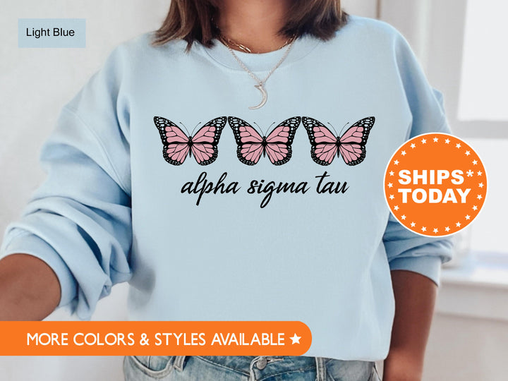 Alpha Sigma Tau Blooming Butterfly Sorority Sweatshirt | Alpha Tau Sweatshirt | Sorority Hoodie | Sorority Merch | Big Little Reveal