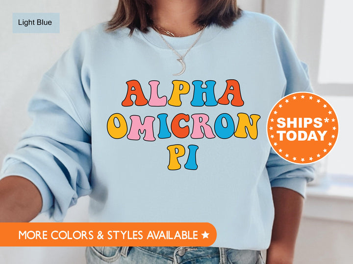 Alpha Omicron Pi Disco Retro Sorority Sweatshirt | Alpha O Retro Sweatshirt | Sorority Letters | AOPi Big Little | Sorority Hoodie _ 7492g