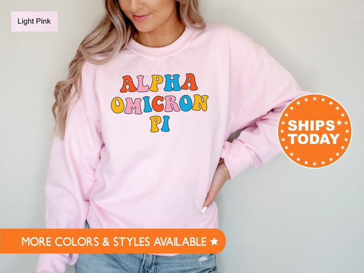 Alpha Omicron Pi Disco Retro Sorority Sweatshirt | Alpha O Retro Sweatshirt | Sorority Letters | AOPi Big Little | Sorority Hoodie _ 7492g