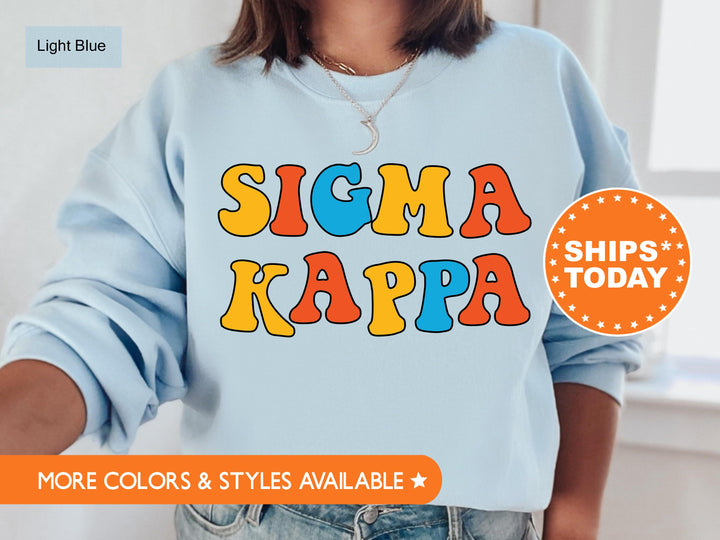 Sigma Kappa Disco Retro Sorority Sweatshirt | Sig Kap Apparel | Sigma Kappa Hoodie | Retro Letters Sweatshirt | Big Little Reveal _ 7510g
