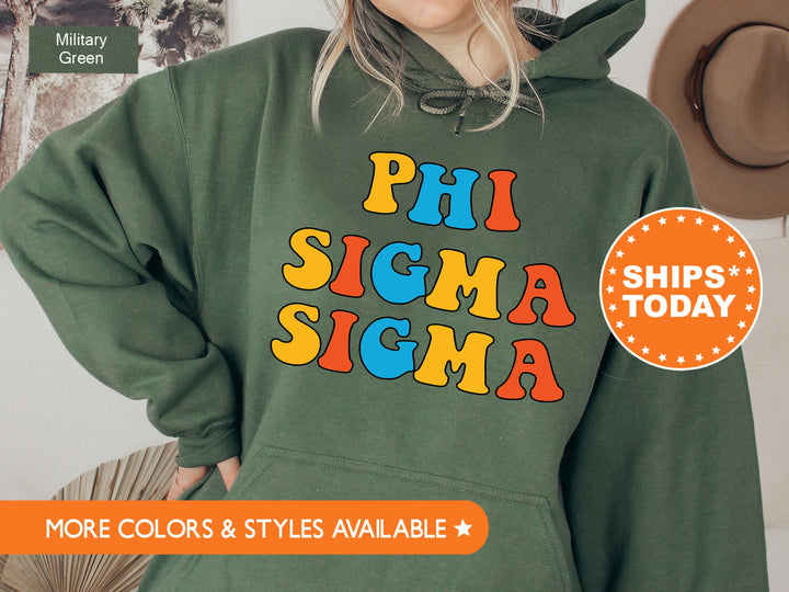 Phi Sigma Sigma Disco Retro Sorority Sweatshirt | Phi Sig Greek Apparel | Sorority Merch | Big Little Reveal | Sorority Hoodie _ 7507g