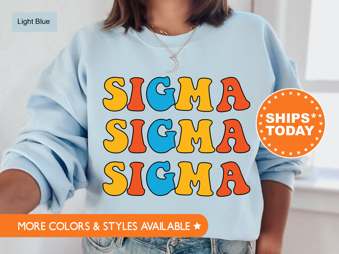 Sigma Sigma Sigma Disco Retro Sorority Sweatshirt | Tri Sigma Hoodie | Retro Letters Sweatshirt | Sorority Gifts | Big Little Reveal _ 7511g