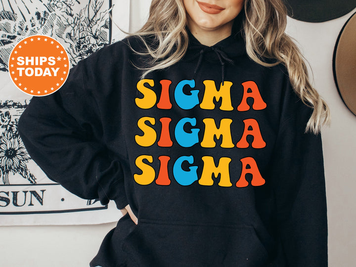 Sigma Sigma Sigma Disco Retro Sorority Sweatshirt | Tri Sigma Hoodie | Retro Letters Sweatshirt | Sorority Gifts | Big Little Reveal _ 7511g