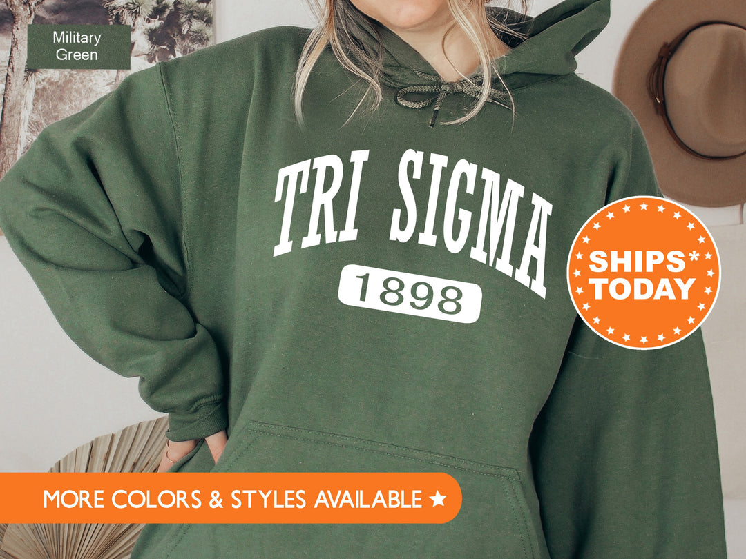 Sigma Sigma Sigma Athletic Sorority Sweatshirt | Tri Sigma Sweatshirt | Greek Apparel | Big Little | Sorority Merch | Tri Sig Hoodie  7329g