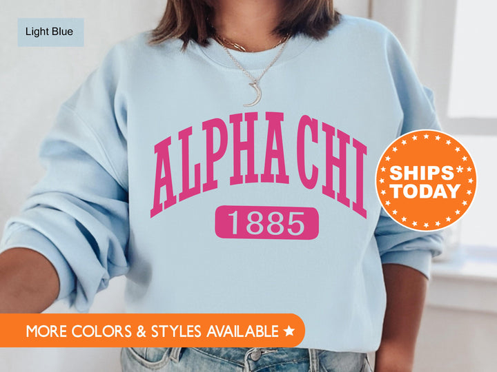 Alpha Chi Omega Pink Baseball Sorority Sweatshirt | Alpha Chi Sorority Hoodie | Big Little Gift | AXO Sorority Gift | Greek Apparel