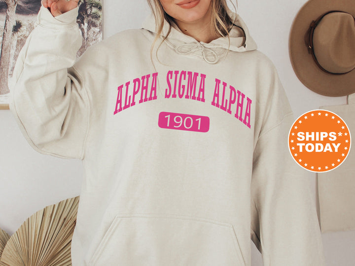 Alpha Sigma Alpha Pink Baseball Sorority Sweatshirt | Alpha Sigma Alpha Hoodie | Sorority Merch | Big Little Gift | Greek Apparel