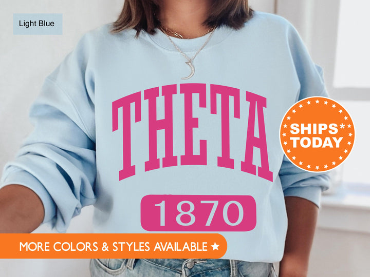 Kappa Alpha Theta Pink Baseball Sorority Sweatshirt | Kappa Alpha Theta Hoodie | Theta Sorority Merch | Big Little Reveal Gift
