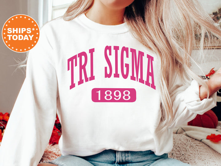 Sigma Sigma Sigma Pink Baseball Sorority Sweatshirt | Sigma Sigma Sigma Hoodie | Tri Sigma Sorority Merch | Big Little Sorority Gift