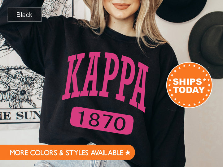 Kappa Kappa Gamma Pink Baseball Sorority Sweatshirt | Kappa Kappa Gamma Merch | Kappa Sorority Hoodie | Big Little Sorority Gift
