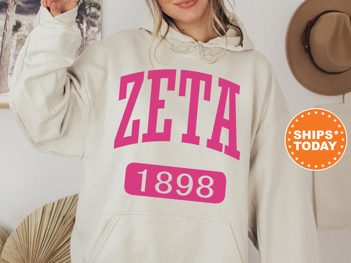 Zeta Tau Alpha Pink Baseball Sorority Sweatshirt | Zeta Tau Alpha Merch | Zeta Sorority Hoodie | Big Little Reveal | Greek Apparel