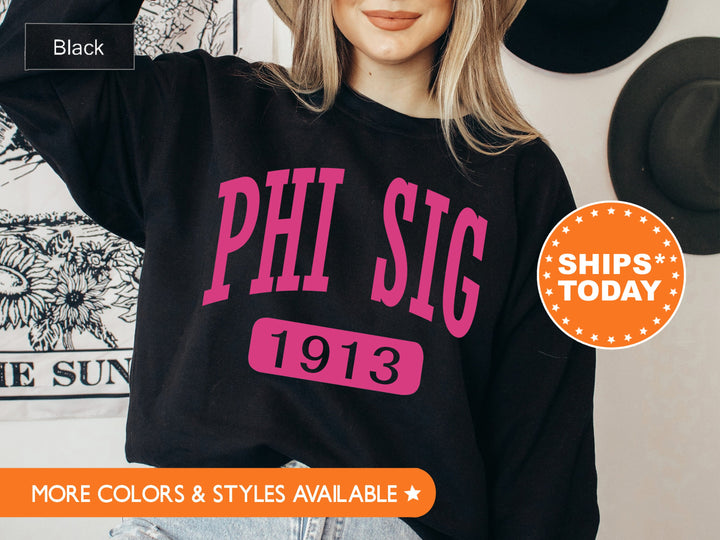 Phi Sigma Sigma Pink Baseball Sorority Sweatshirt | Phi Sigma Sigma Hoodie | Phi Sig Sweatshirt | Big Little Reveal | Sorority Gifts