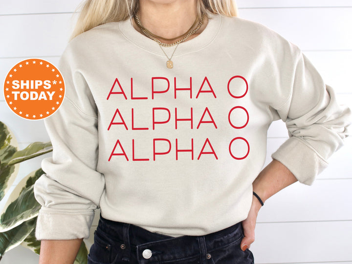 Alpha Omicron Pi Red Layered Sorority Sweatshirt | Alpha O Hoodie | AOPi Retro Sweatshirt | Sorority Sister Gift | Bid Day Basket _ 5744g
