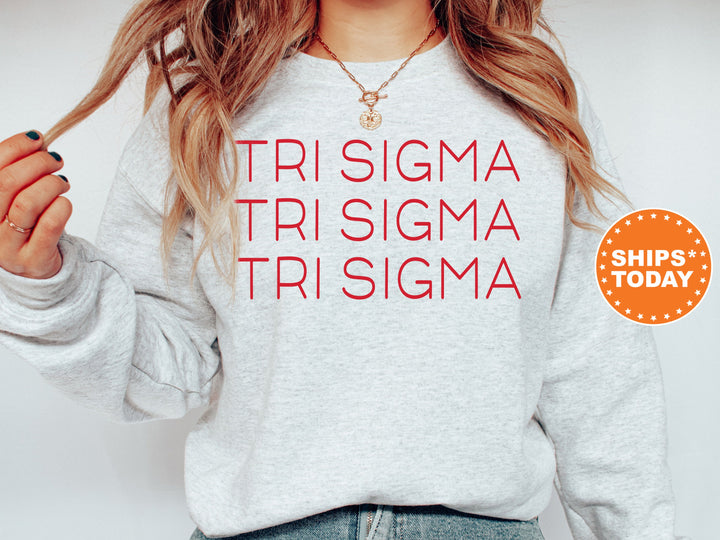 Sigma Sigma Sigma Red Layered Sorority Sweatshirt | Tri Sigma Hoodie | Tri Sig Bid Day Gift | Big Little Reveal | Comfy Sweatshirt _ 5763g