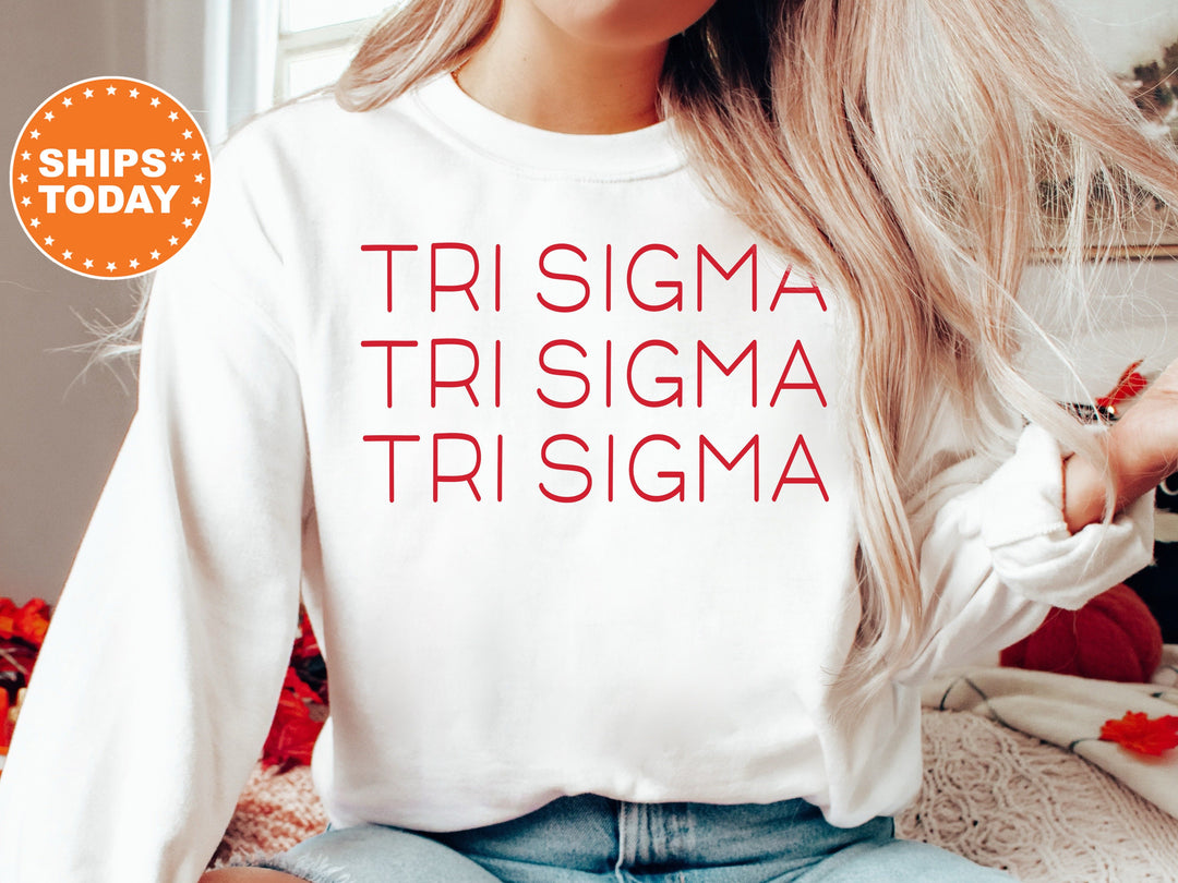 Sigma Sigma Sigma Red Layered Sorority Sweatshirt | Tri Sigma Hoodie | Tri Sig Bid Day Gift | Big Little Reveal | Comfy Sweatshirt _ 5763g