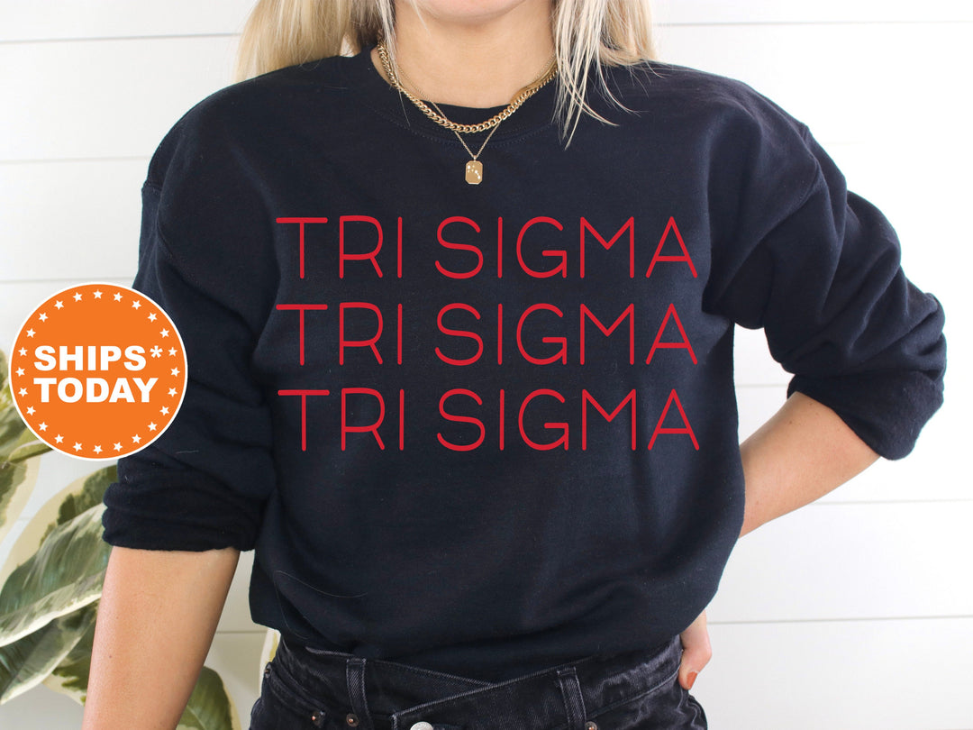 Sigma Sigma Sigma Red Layered Sorority Sweatshirt | Tri Sigma Hoodie | Tri Sig Bid Day Gift | Big Little Reveal | Comfy Sweatshirt _ 5763g