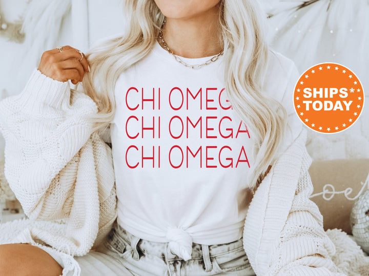Chi Omega Red Layered Sorority T-Shirt | Chi Omega Merch | Chi Omega Shirt | Big Little Reveal Shirts | Chi O Sorority Gifts _ 5749g