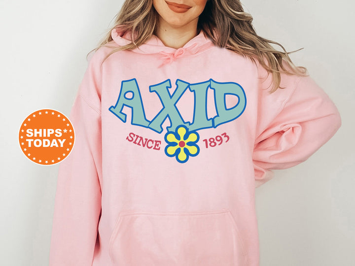 Alpha Xi Delta Outlined In Blue Sorority Sweatshirt | AXID Floral Sweatshirt | Alpha Xi Crewneck | Big Little Gift | Sorority Reveal