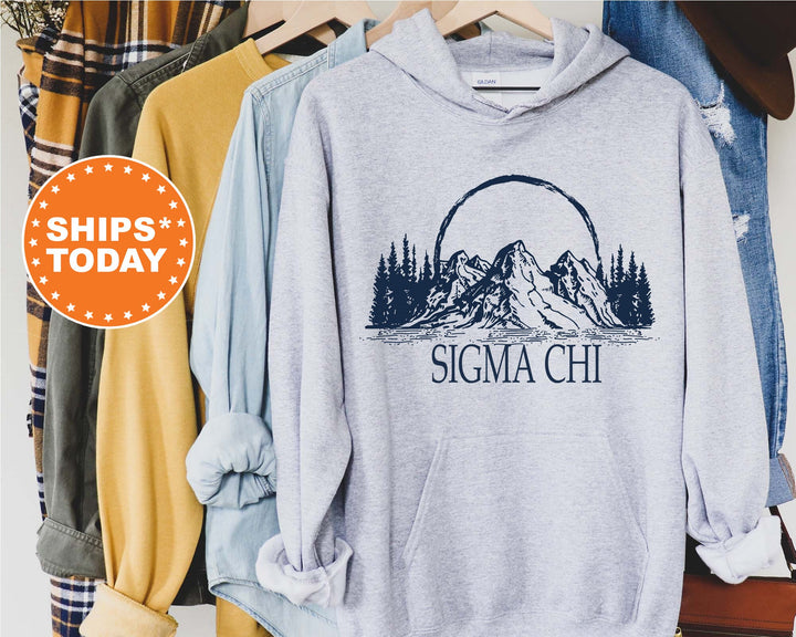 Sigma Chi Epic Mountains Fraternity Sweatshirt | Sigma Chi Hoodie | Fraternity Gift | Custom Greek Apparel | College Apparel _ 6224g