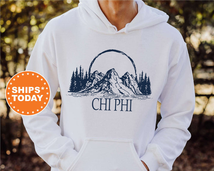 Chi Phi Epic Mountains Fraternity Sweatshirt | Chi Phi Hoodie | Chi Phi Fraternity Gift | Custom Greek Apparel | College Apparel _ 6207g