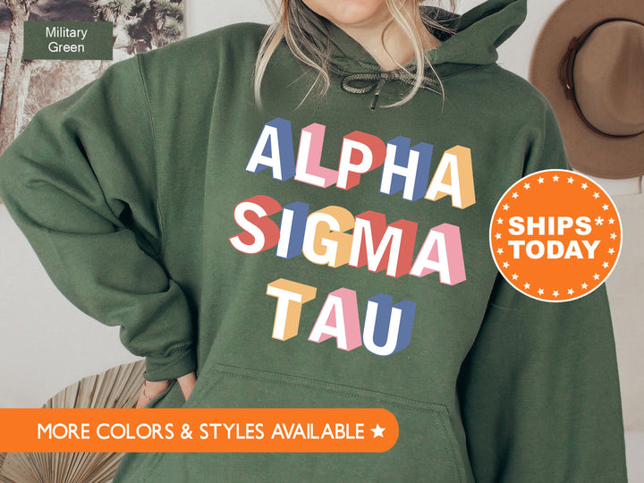 Alpha Sigma Tau Loud Box Sorority Sweatshirt | Alpha Sigma Tau Retro Sweatshirt | Sorority Gifts | Greek Apparel | Big Little Reveal _ 5566g