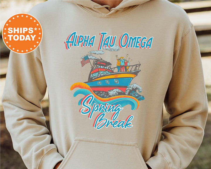 Alpha Tau Omega Boating Spring Break Fraternity Sweatshirt | ATO Crewneck Sweatshirt | Fraternity Hoodie | College Apparel _ 6792g