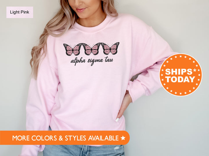 Alpha Sigma Tau Blooming Butterfly Sorority Sweatshirt | Alpha Tau Sweatshirt | Sorority Hoodie | Sorority Merch | Big Little Reveal