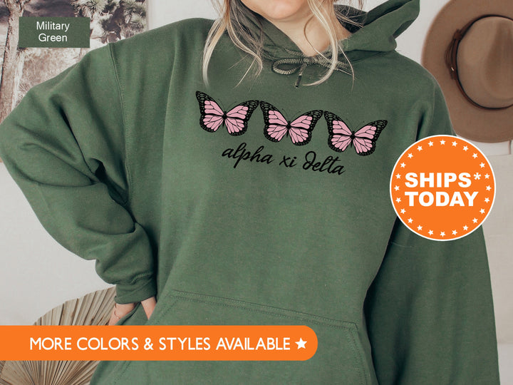 Alpha Xi Delta Blooming Butterfly Sorority Sweatshirt | Alpha Xi Hoodie | Sorority Merch | Big Little Reveal Gift | AXID Bid Day Basket 5320g