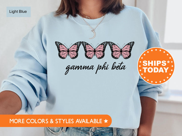 Gamma Phi Beta Blooming Butterfly Sorority Sweatshirt | Gamma Phi Hoodie | GPHI Greek Apparel | Bid Day Basket Gifts | Big Little Reveal 5326g