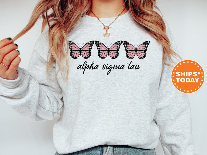 Alpha Sigma Tau Blooming Butterfly Sorority Sweatshirt | Alpha Tau Sweatshirt | Sorority Hoodie | Sorority Merch | Big Little Reveal