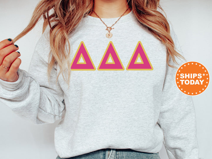 Delta Delta Delta Pink and Gold Sorority Sweatshirt | Tri Delta Greek Letters | Delta Delta Delta Sweatshirt | Big Little Reveal
