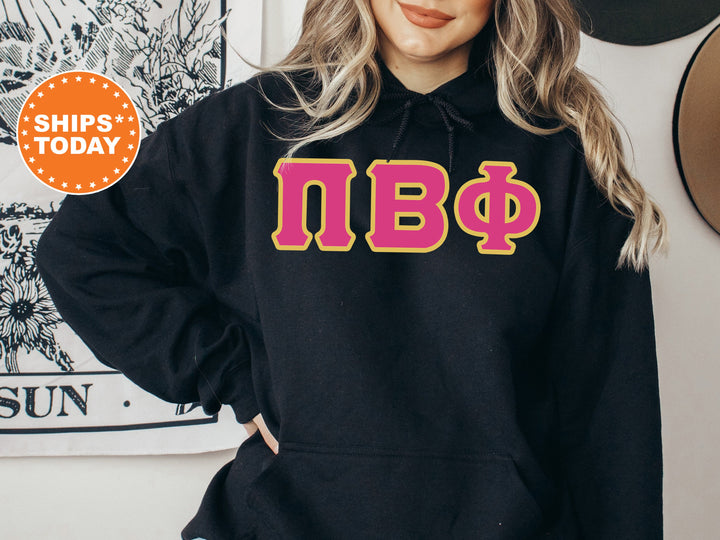 Pi Beta Phi Pink and Gold Sorority Sweatshirt | Pi Beta Phi Sweatshirt | Pi Phi Greek Letters | Big Little Gifts | Pi Phi Hoodie