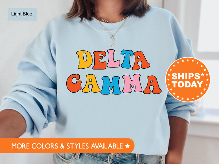 Delta Gamma Disco Retro Sorority Sweatshirt | Delta Gam Retro Sweatshirt | Dee Gee Merch | DG Greek Apparel | Big Little Reveal _ 7499g