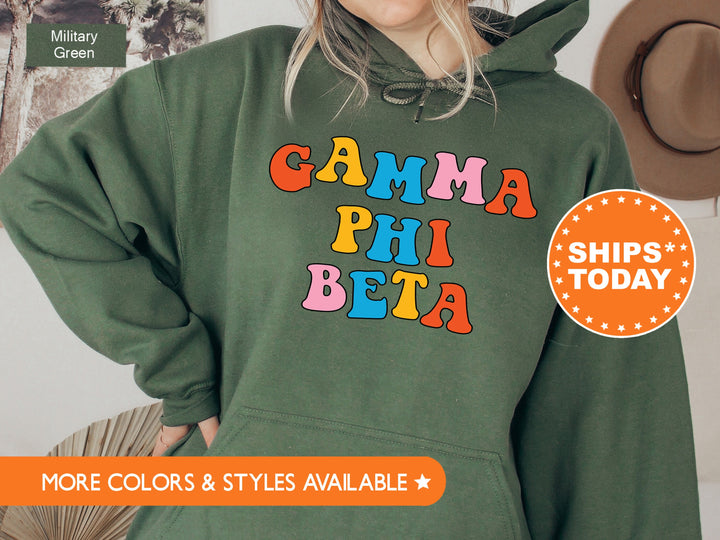 Gamma Phi Beta Disco Retro Sorority Sweatshirt | Gamma Phi Greek Apparel | GPHI Retro Letters | Sorority Reveal | Big Little Gift _ 7502g