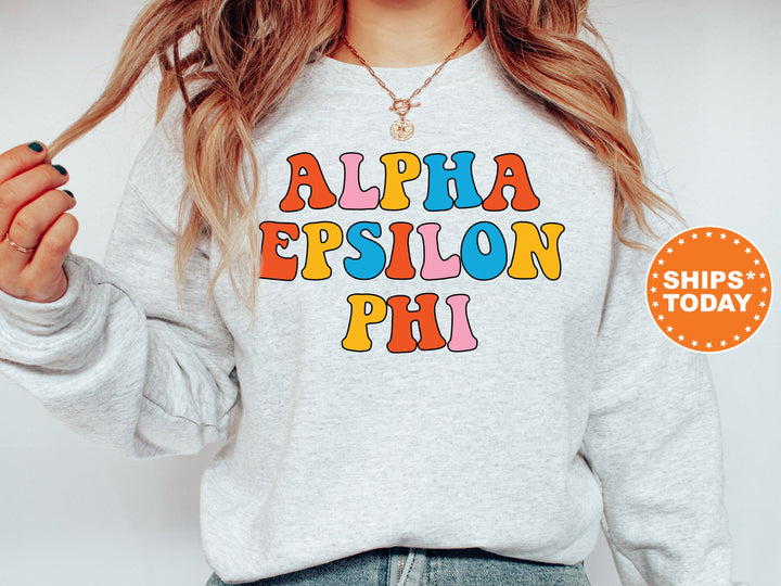 Alpha Epsilon Phi Disco Retro Sorority Sweatshirt | AEPhi Sorority Sweatshirt | Big Little Reveal | Greek Life Merch | Sorority Gift _ 7490g