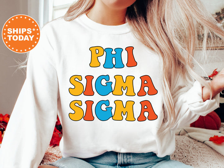 Phi Sigma Sigma Disco Retro Sorority Sweatshirt | Phi Sig Greek Apparel | Sorority Merch | Big Little Reveal | Sorority Hoodie _ 7507g